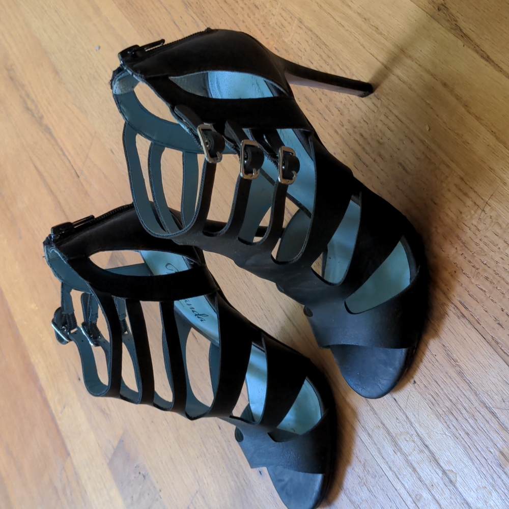 Black strappy heels